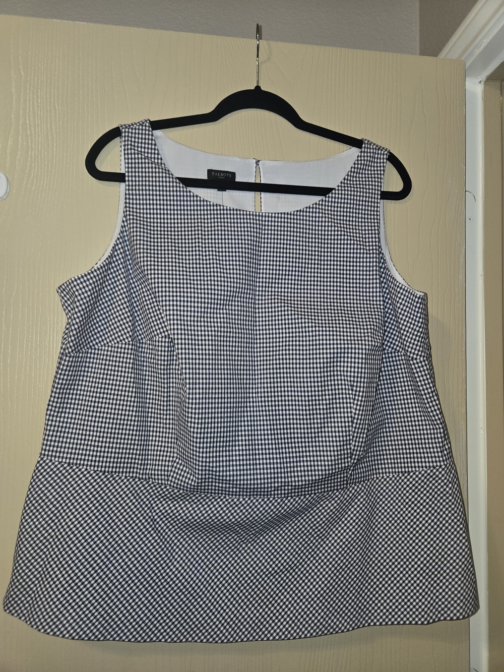 Talbots Women Navy Gingham Button-Down Shirt